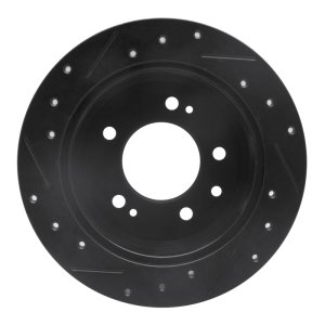 Hyundai Elantra Brake Rotor (1) - Rear Right - R1 Concepts - Drilled & Slotted - Black - `07-`10